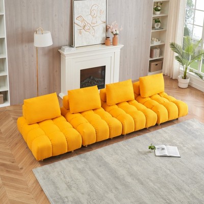 GlasFlength Freely Sectional Sofas Modern Sofa with Comfortable Seating for Living Room or Lounge Area Yellow,120”*40.2”*29.5"
