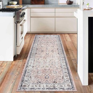 Area Rug for Hallways Kitchen Non Slip, Soft Floral Carpet Washable Rugs with Rubber Backing for Kitchen, Hallways, Laundry, Bedroom, Bathroom - 1 of 4