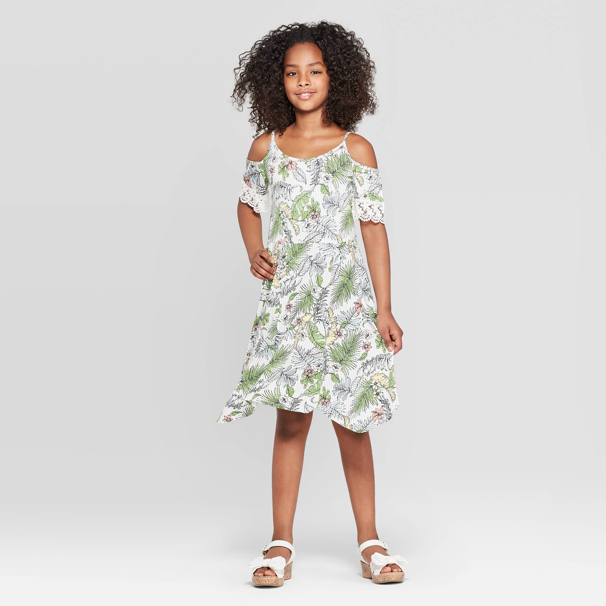 Girls cold outlet shoulder dress