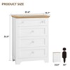 White 4-Drawer Dresser with Mirror, Built-In Charging Station and LED Strip, Modern Vanity Table for Bedroom, Living Room, or Entryway - 2 of 4