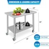 Stainless Steel Kitchen Cart, 36 x 24 x 35 inches Prep Table with Wheels and Adjustable Shelf - 2 of 4