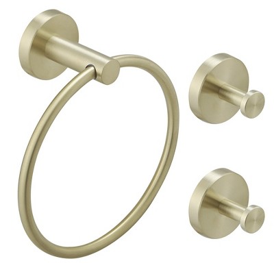 BWE 3-Piece Bath Hardware Set with Towel Ring and 2pcs Towel Hooks and Mounting Hardware Wall Mount