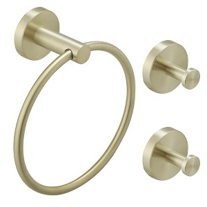 BWE 3-Piece Bath Hardware Set with Towel Ring and 2pcs Towel Hooks and Mounting Hardware Wall Mount - 1 of 4