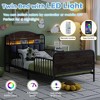 QingMoon Twin Bed Frame for Kids, Metal Platform Bed Frame with Light, Modern Twin Size Beds with Rails and Storage Headboard for Girls & Boys - 2 of 4