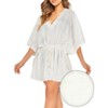 HAPPY BAY Women's Sun Dress Beach Mini Holiday Swimwear Bathing Suit Dress Loose Beach Dress Coverups Summer Cover_up 3X-4X Beige Solid - 3 of 4