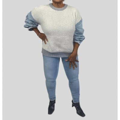 Women's Freia Denim Sleeve Sweater - Madelyn