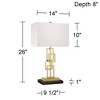 360 Lighting Gale Modern Mid Century Table Lamps Set of 2 with Black Marble Risers 26" High Brushed Gold Grid White Shade for Bedroom Living Room Home - 4 of 4