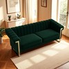 VASIP Luxury Blue Velvet Chesterfield Sofa,3-Seater with Gold Metal Legs and Channel Tufted Back,for Living Room,Office - 2 of 4