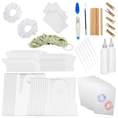 Bright Creations 200 Pcs Tie Dye DIY Kit for Girls, White Hair Scrunchies, Aprons and Accessories