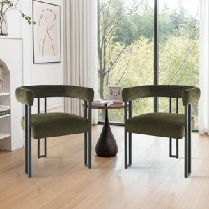 Set Of Two Accent Chairs,Barrel Armchair,Minimalist Velvet Fabric With Black Leg Accent Chair,Curved Back Living Room Chairs-Cuddlewood - 1 of 4