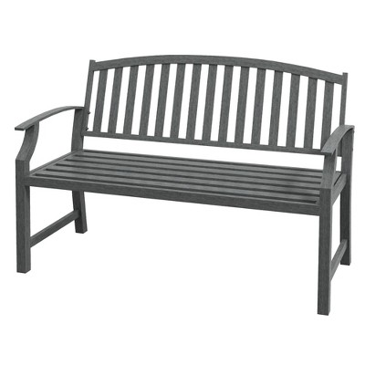 46" Outdoor Garden Bench, Metal Bench Look Slatted Frame Furniture for Patio, Park, Porch, Lawn, Deck