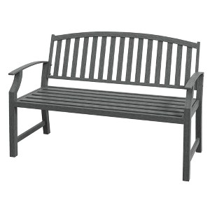 46" Outdoor Garden Bench, Metal Bench Look Slatted Frame Furniture for Patio, Park, Porch, Lawn, Deck - 1 of 4