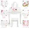 Kids Vanity Set with Drawer, with Wooden Makeup Playset, with Mirror, Makeup Table and Stool for 4-9 Girls, White - 3 of 4