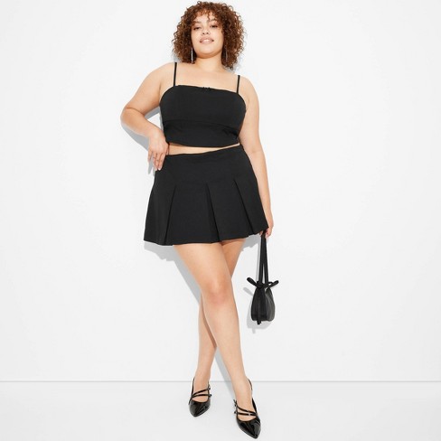 Women s Mid rise Woven Skort Wild Fable Black 4x Target