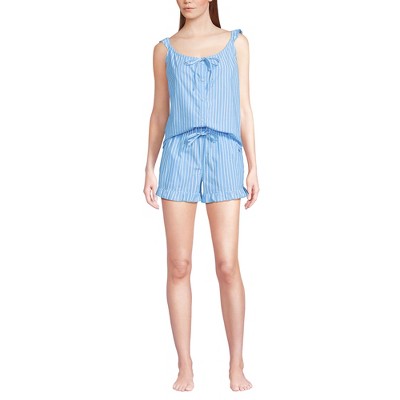 Lands' End Women's Poplin 2 Piece Pajama Set - Tank Top and Shorts