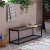 Coolbibila-Patio Benches With Iron Frame And Closed Legs, Garden Benches Constructed From Teak Wood, Modern Garden Bench Outdoor - 2 of 4