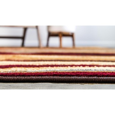 6' 1" Round Multicolor Synthetic Abstract Area Rug