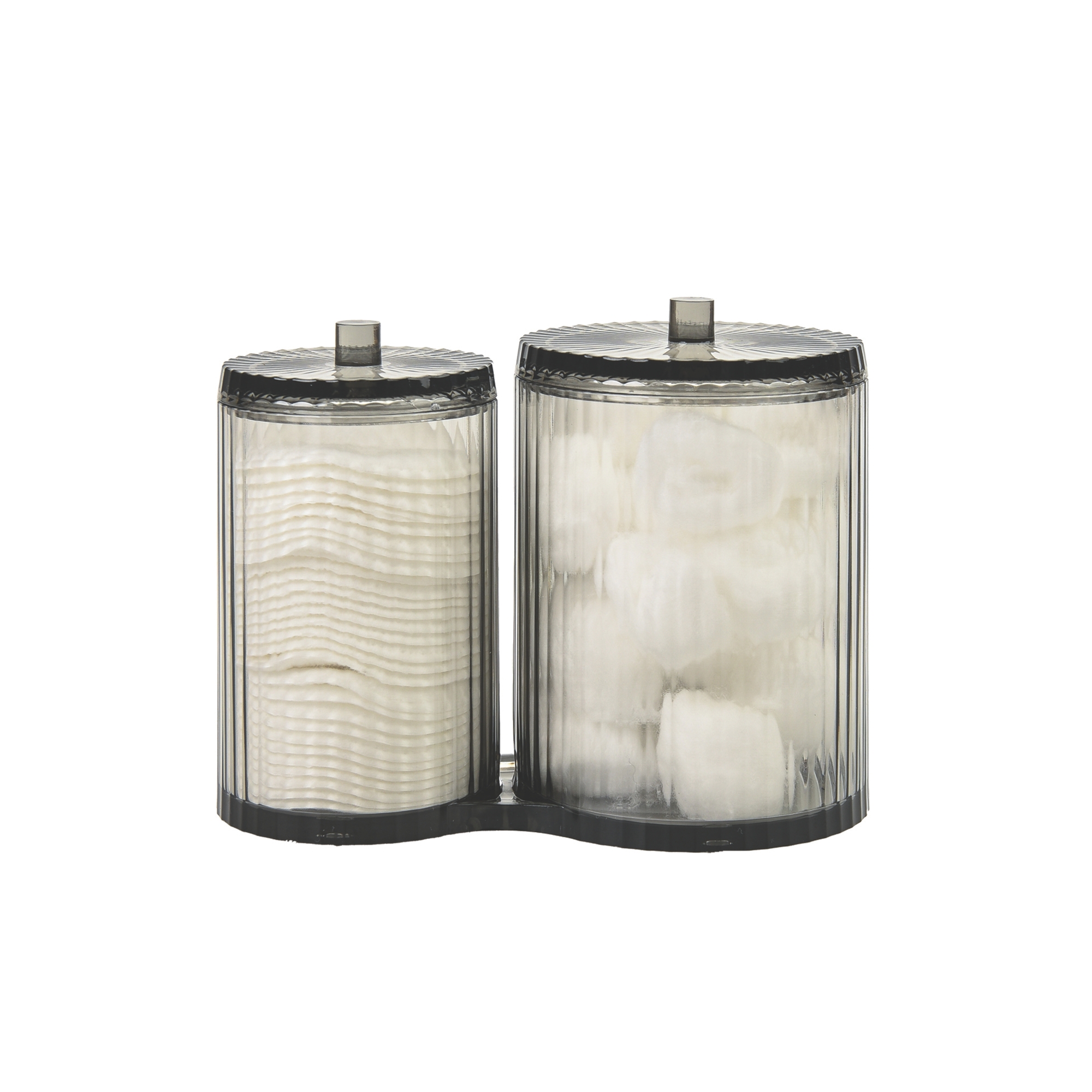 Trio Home 2-Compartment Multi-Purpose Storage Organizer Holder With Lids For Cotton Ball, Q-Tip, Pads, Floss, Bathroom, Makeup, Vanity
