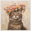Kate & Laurel All Things Decor 30"x30" Sylvie Adorable Floral Boho Cat Framed Canvas by The Creative Bunch Studio Beaded White - 2 of 4
