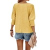 Coolmee Women Plus Size Fashion Loose Cute Crewneck 3/4 Sleeve T-Shirts Basic Business Tees Blouses Tops With Smocked Cuffs - 3 of 4
