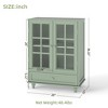 Angel Sar Small Display Cabinet with Glass Doors and Drawer, Curio Cabinet for Dining Room, Living Room, or Entryway, Green - 3 of 4