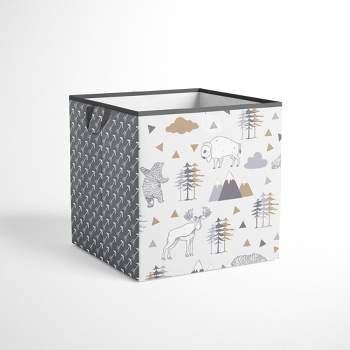 Bacati - Woodlands Gray/Beige Neutral Cotton Storage Box Small