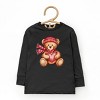 Valentine Teddy Bear Beanie - Toddler Long Sleeve Graphic Tee - 2 of 4