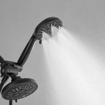 Matte Black Dual Head Wall Mounted Shower System with Stainless Steel Hose