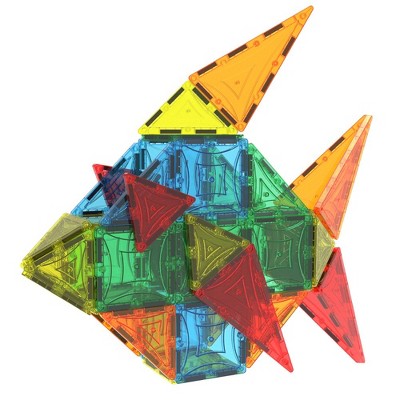 Multi-Color Magnetic Building Block Set with Car Bases
