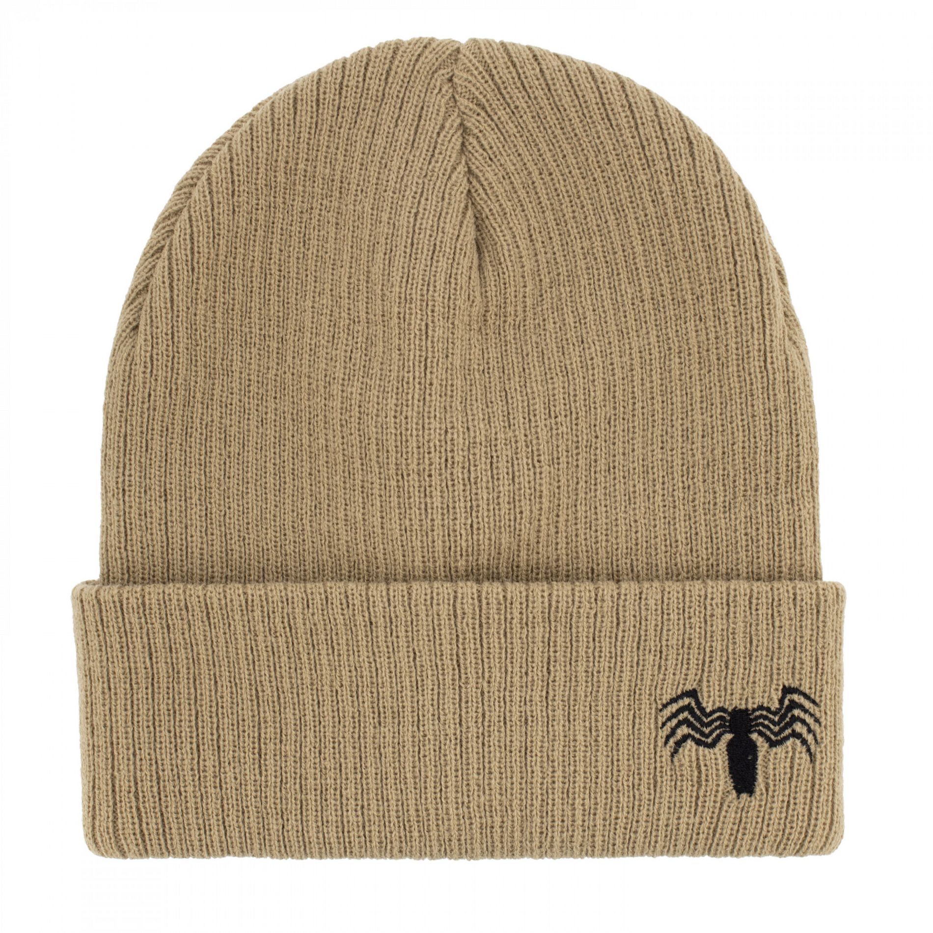 Adult Spider-Man Black Spider on Beige Cuffed Beanie - One Size Fits Most
