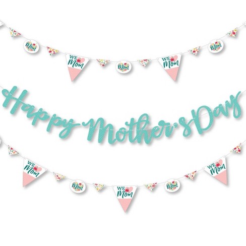 Big Dot Of Happiness Colorful Floral Happy Mother S Day We Love Mom Party Letter Banner Decor 36 Banner Cutouts Happy Mothers Day Banner Letters Target