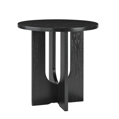 FONTOI Modern Coffee Table with Hollow Design, Wood-Textured Side Table for Both Home and Office, Black, 23.6"*23.8"*23.6"