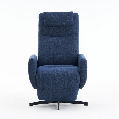 Linen Fabric 360 Swivel Chair, Handle Glider Recliner Nursery Chair With Adjustable Back And Footrest, Swivel Chairs Accent-Cuddlewood