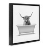 Stupell Industries Longhorn Highland Cow Bath Tub Floating Frame Canvas Art, Black, 25" x 25" - 2 of 4