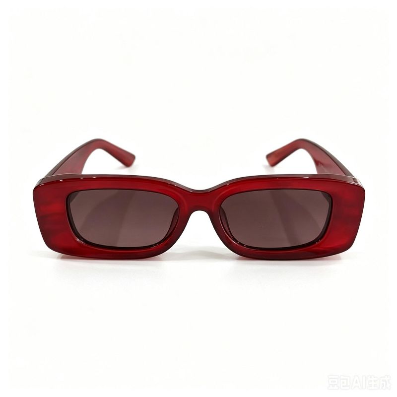 Cherie Code Women's Y2K Retro Rectangular Sunglasses, UV400, PC Frame, Red