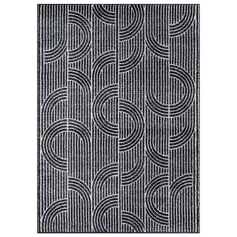 World Rug Gallery Modern Arch Pattern Stripe Area Rug - Black 7' 10