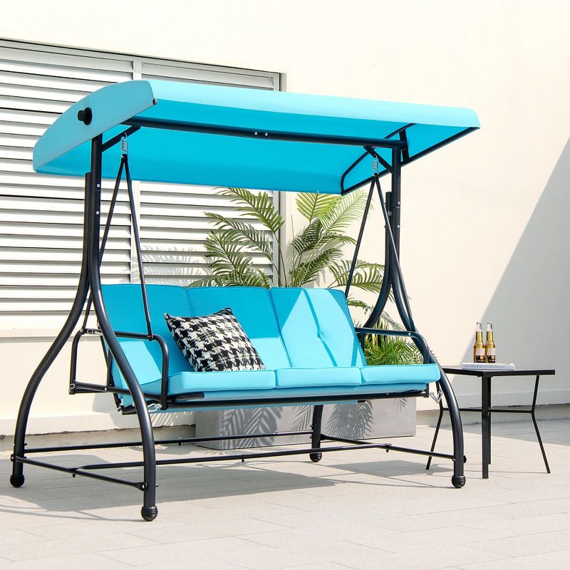Tangkula 3-Seat Outdoor Converting Patio Swing Glider Adjustable Canopy Porch Swing, 3 of 11