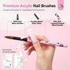 Saviland 3-Pc Acrylic Brush Set: #8/10/14 Pro Nail Brushes for Sculpting & 3D Art - Pink Handle Extension Kit - 3 of 4