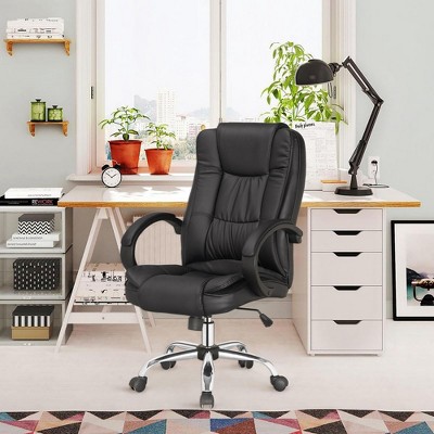 DOMETOUR PU Comfort Back Office Chair-Black