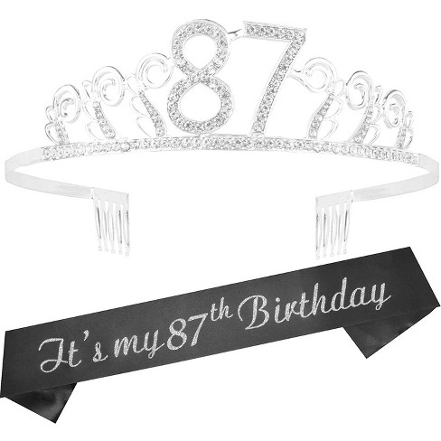 VeryMerryMakering Silver 20th Birthday Sash & Tiara Set - Glitter Sash +  Hearts Rhinestone Tiara for Women, Ideal 20th Birthday Gifts 