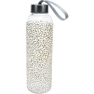 Pavilion Gift Company - Gold & Silver Dots - 16.5 oz Hand Decorated Glass Water Bottle - Portable Drinkware - 1 of 4