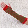 Allegra K Women's Stripe Print Knitted Fingerless Elbow Length Gloves Warmers One Size 1 Pair - 2 of 4