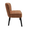 Vynxaria Brown Shellback Channel Back Chair Compact Small Space Design, 100% Polyester Boucle Fabric, Solid Wood Legs - 4 of 4