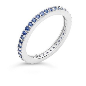 SHINE by Sterling Forever Sterling Silver Thin Rainbow CZ Band Ring - 1 of 3