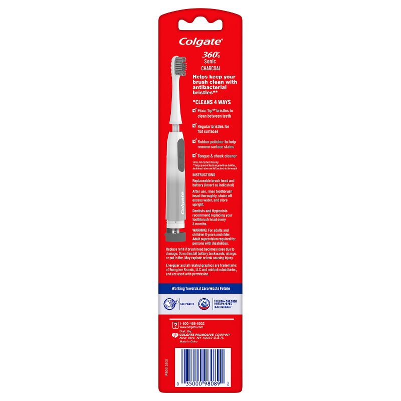 Colgate 360 Charcoal Battery Powered Toothbrush Soft - 1ct, 3 of 14