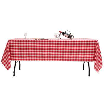 Tangkula 10PC 60x126" Rectangular Plaid Tablecloth Machine Washable Polyester Table Cover