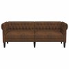 vidaXL 3-Seater Chesterfield Sofa - Brown Fabric Upholstered Living Room Settee - Stylish & Comfortable Furniture - 3 of 4