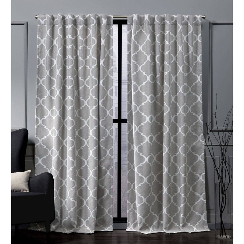 Treillage Back Tab Blackout Window Curtain Panels - Exclusive Home, 3 of 10