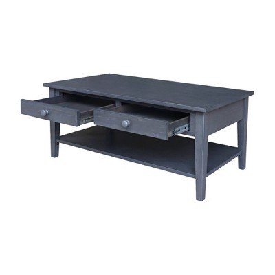 Spencer Antique Washed Heather Gray Wood Coffee Table with Storage