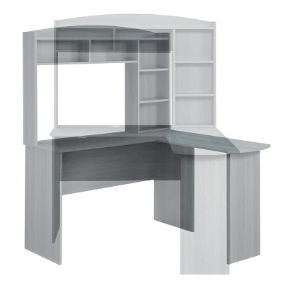 Techni Mobili Modern L-Shaped Desk with Side Shelves - Grey